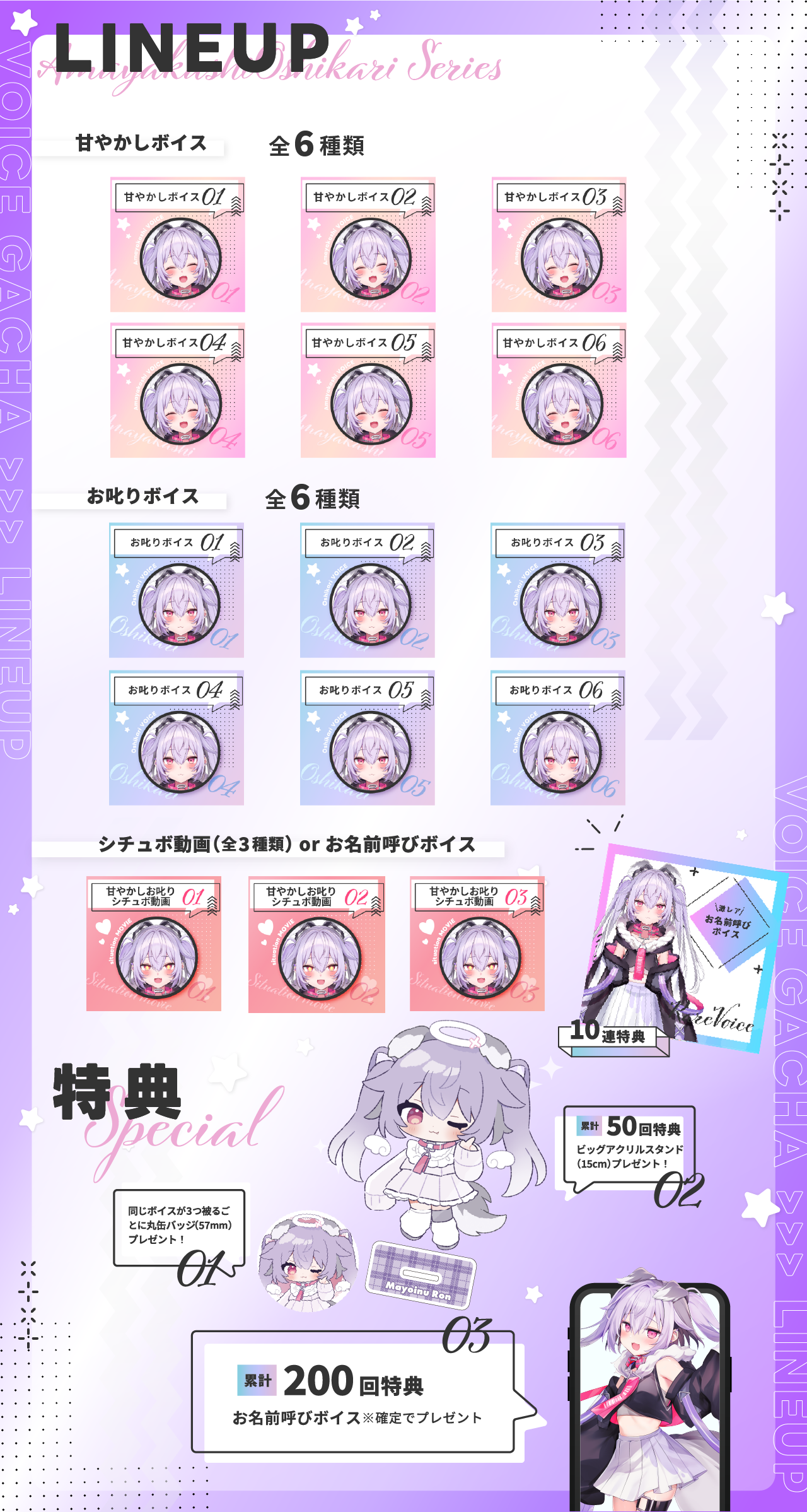迷狗ろん｜VTuberボイスガチャ「甘やかしお叱りシリーズ」のラインナップ画像