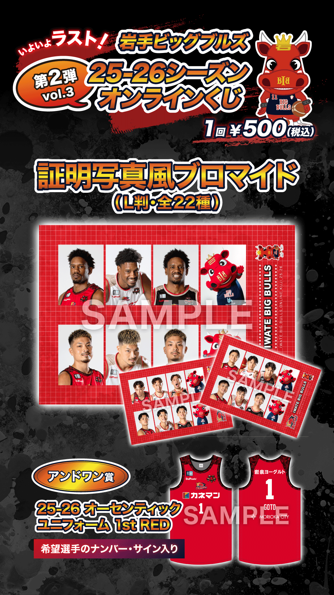 【第2弾 Vol.3】岩手ビッグブルズ オンラインくじのラインナップ画像